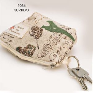 MONEDERO ALGODÓN LLAVERO STDO. 9 x 12 cms. 1036-D