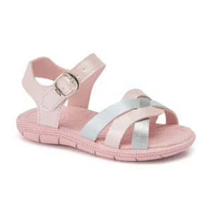 Sandalia de Vestir Niña Caminante Rosada Metalizada