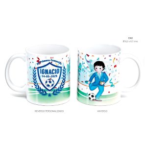 TAZA NIÑO COMUNIÓN BALÓN DE FÚTBOL PERSONALIZABLE 1741-D