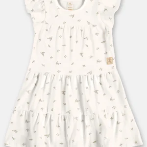 Vestido Infantil Volados Floral – Verde, Rosa y Blanco