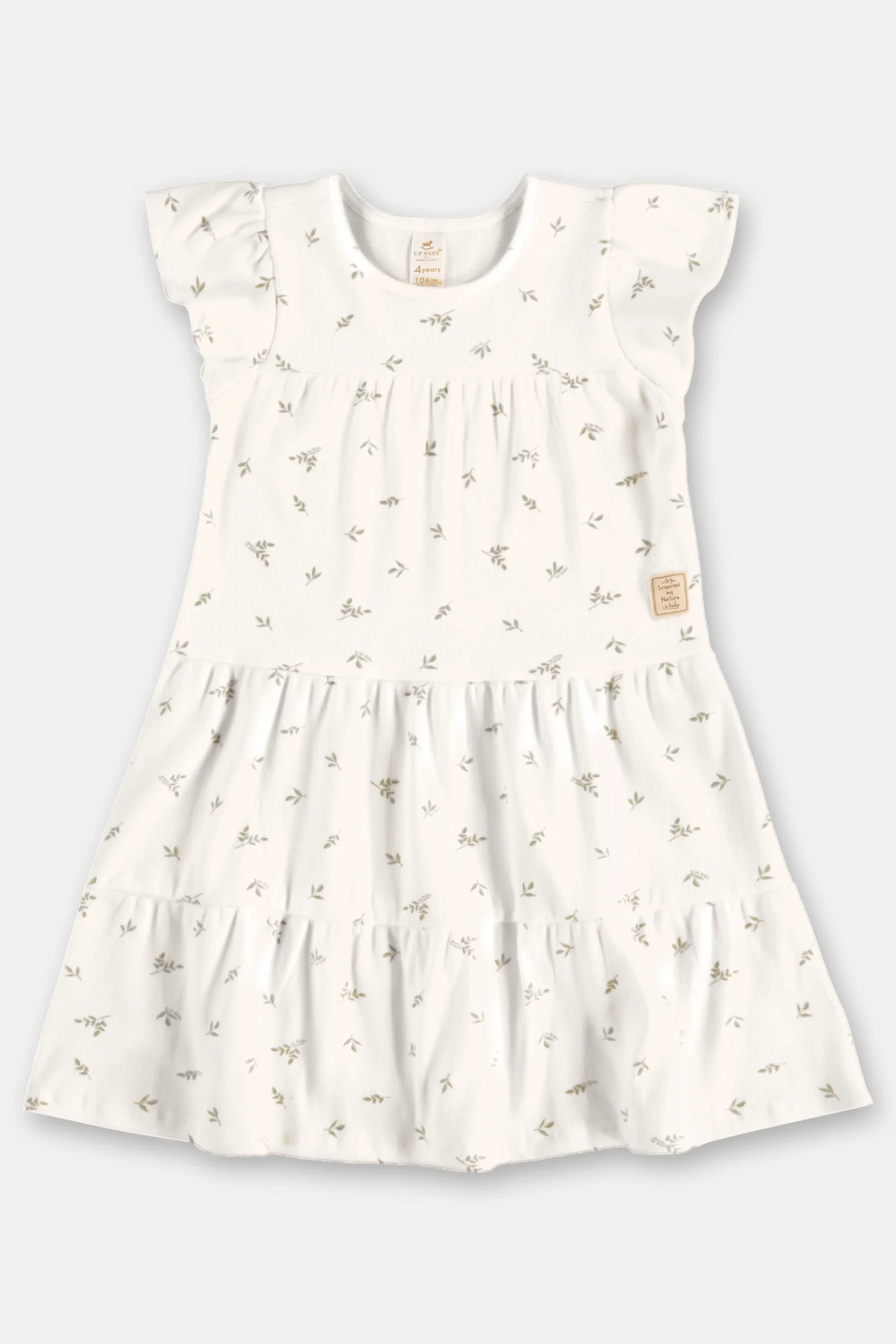 Vestido Infantil Volados Floral – Verde, Rosa y Blanco - Imagen 2