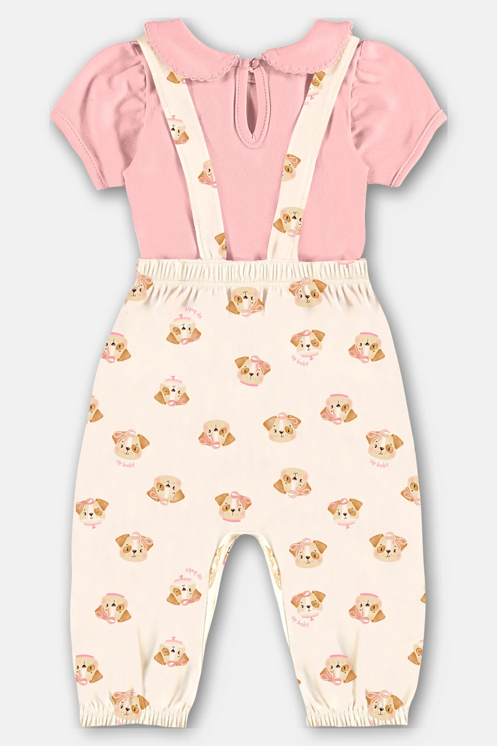 Enterito Jardinera con Body Estampado Perritos – Rosa - Imagen 4