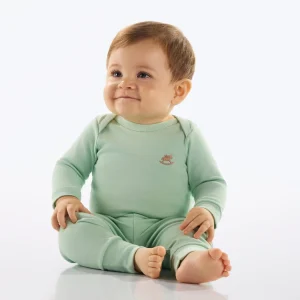 Ajuar 3 piezas Algodón Menta – Body, pantalón y enterito