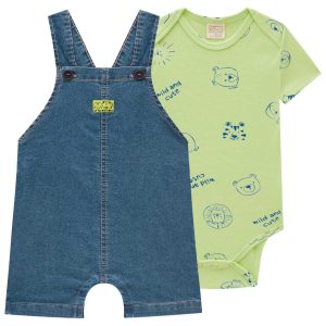 Body Manga Corta y Overol Denim