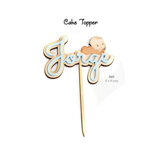 CAKE TOPPER BEBÉ MADERA NOMBRE 7411-D