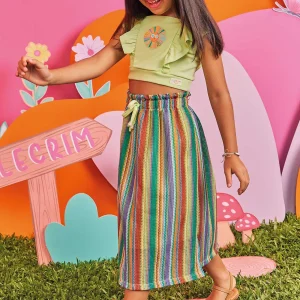 Conjunto Falda Larga Rayas y Crop Top