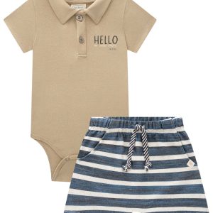 Conjunto 2 Piezas Body Cuello Piqué y Short