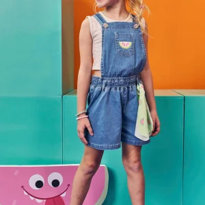 Jardinera Mezclilla Sandía y Crop Top