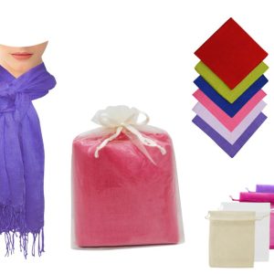 Pañuelo liso bambula con flecos+ bolsa de tul – Ref. 8005-1 -CAR