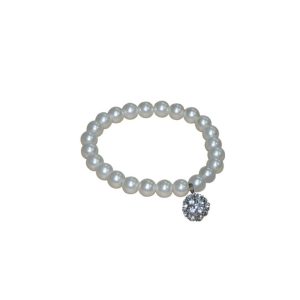 Pulsera de perlas blancas con llamador brillante – Ref. 8102 -CAR