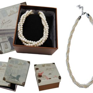 Colgante triple de perlas blancas + caja con almohadilla – Ref. 8109-7 -CAR