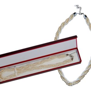 Colgante triple de perlas blancas + caja de madera – Ref. 8109-8 -CAR