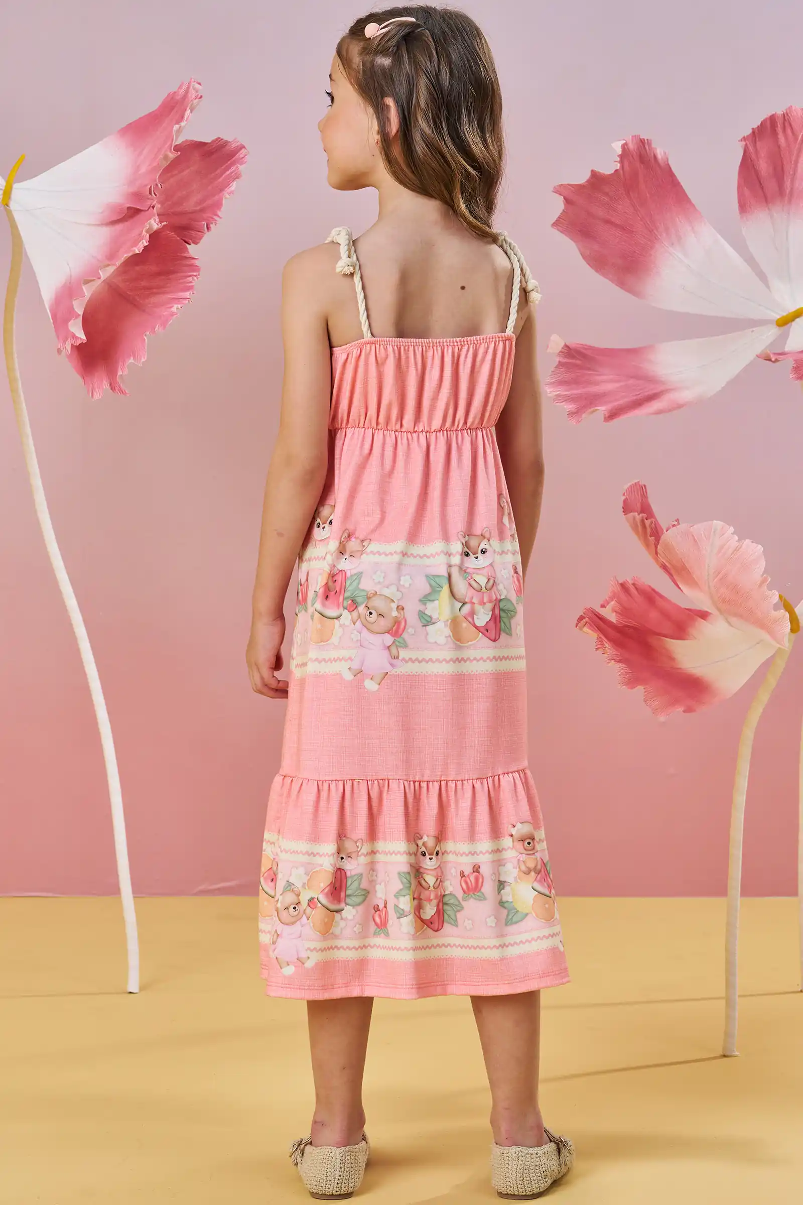 Vestido rosa “Amor e Flora” estampado - Imagen 2