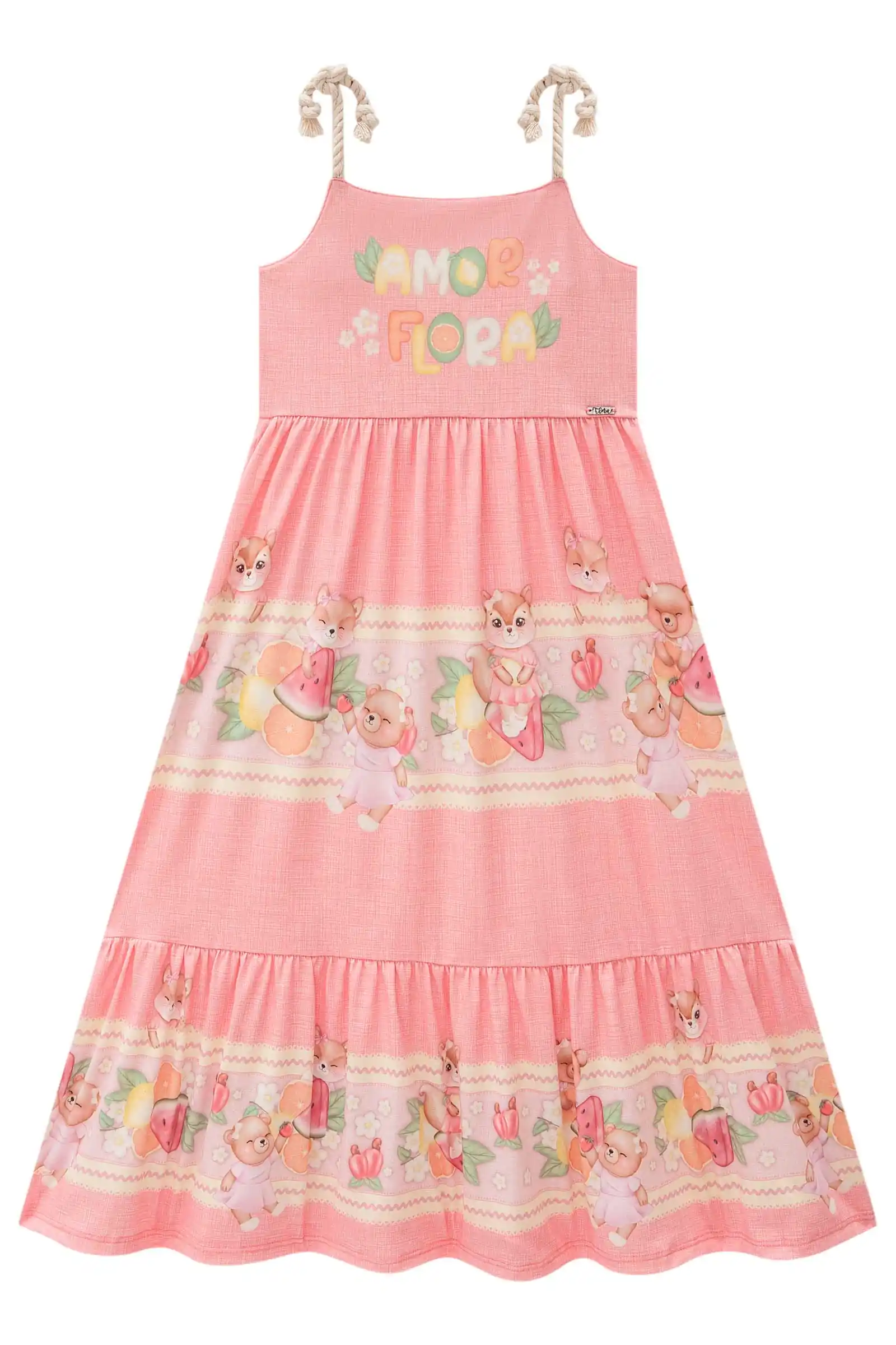 Vestido rosa “Amor e Flora” estampado - Imagen 4