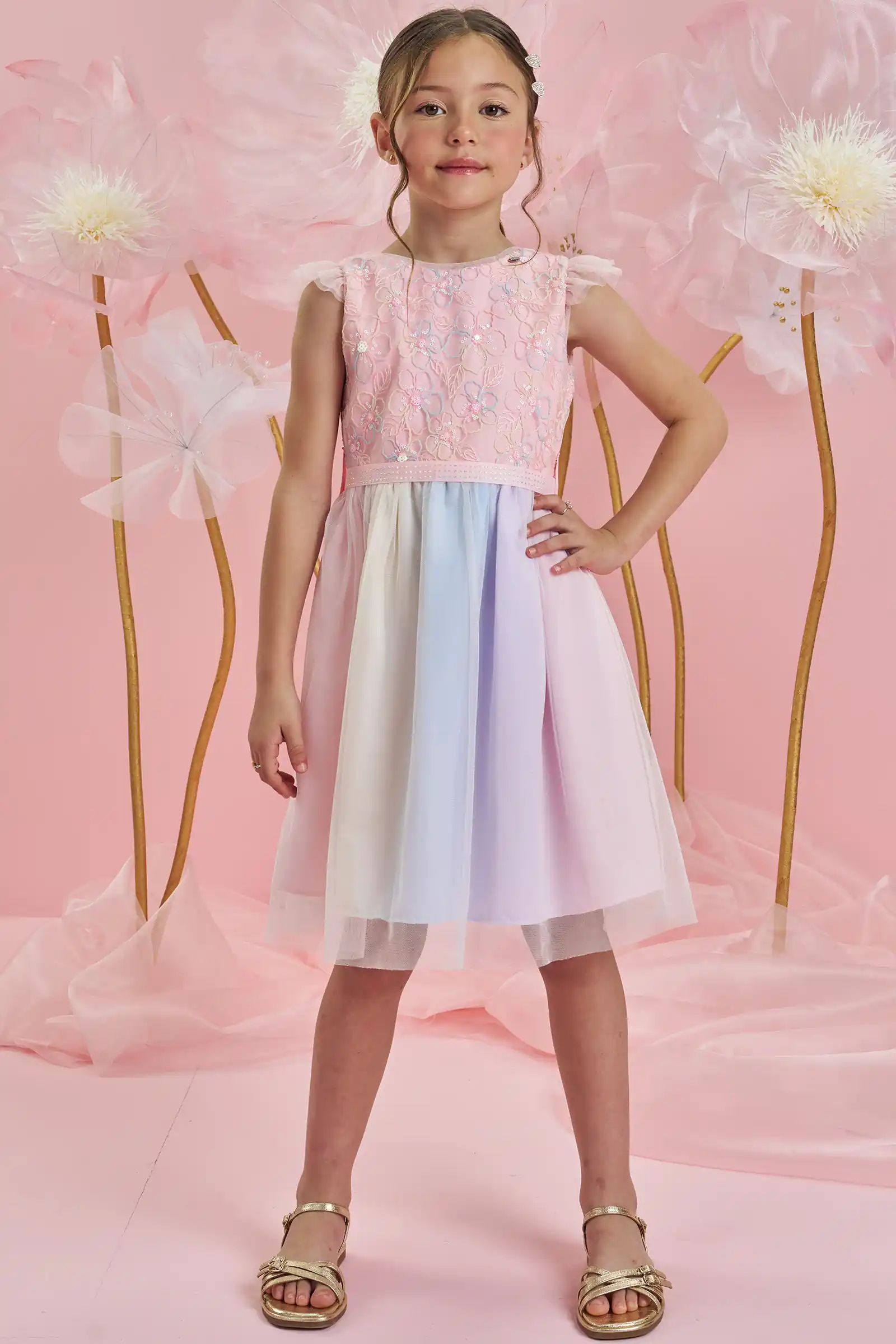 Vestido Pastel Fiesta Niña – Tul Multicolor - Imagen 2