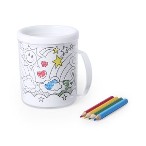 TAZA PARA COLOREAR + 4 LÁMINAS + 4 LÁPICES 8472-DI