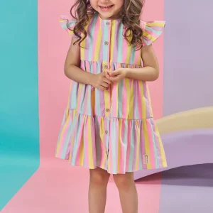 Vestido Kukie Rayas Multicolor Volantes