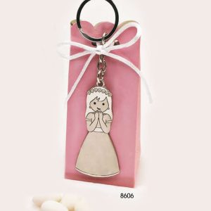 CAJITA LLAVERO NIÑA COMUNIÓN MATE/BRILLO C/4 PELADILLAS. 8606-D