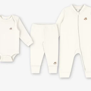 Ajuar Bebé 100% Algodón Crema– Body, Panties y Enterito