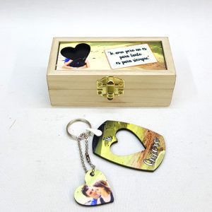 Joyero rectangular madera+llaveros