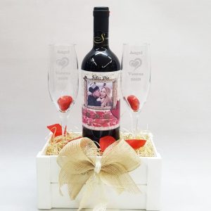 Juego copas y vino personalizado