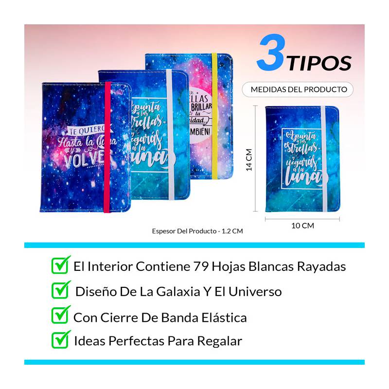 LIBRETA «UNIVERSO» CON CIERRE DE BANDA ELÁSTICA SURTIDOS 2676-DI - Imagen 2
