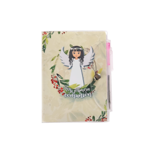 LIBRETA MI PRIMERA COMUNIÓN PVC+ BOLÍGRAFO NIÑA Y NIÑO 8494-DI