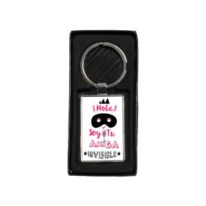 Llavero metal rectangular 5,0×3,5cm Amiga invisible Mascara