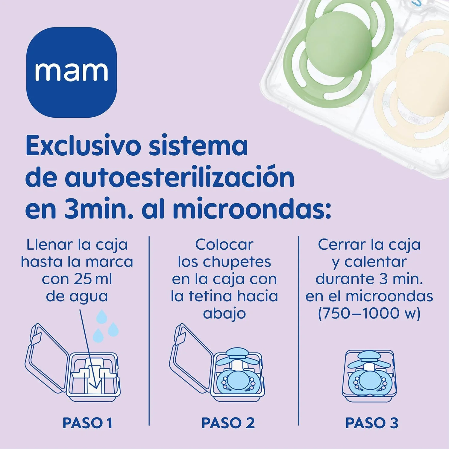 2 Chupetes de Silicona SkinSoft MAM Perfect con Caja Esterilizadora, 0-6m+ - Imagen 5