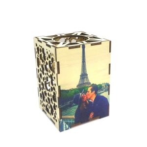 Porta velas de madera personalizado