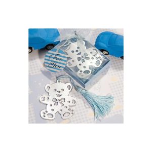 SIMPÁTICO OSITO PUNTO DE LIBRO EN ESTUCHE AZUL 6553-DI