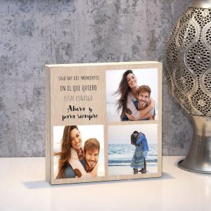 Taco de Madera personalizado3 fotos 20x20x4cm