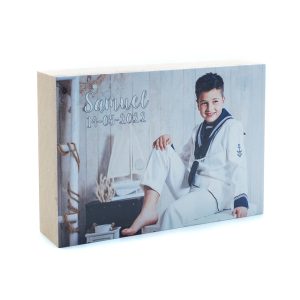 Taco de madera Comunión niño13x9x3cm