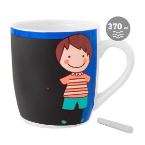 TAZA PIZARRA COLOREAR NIÑO HAPPY AZUL 8663-DI